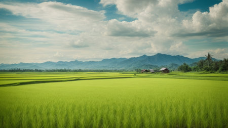 Rice field in the countryside of Chiang Mai, Thailand.の素材