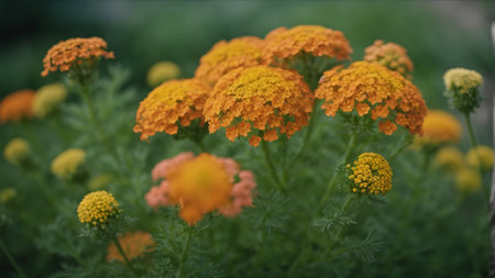 Achillea flowers in the garden. Selective focus.の素材