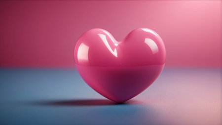 Pink heart on a blue background. Valentine's Day. 3d renderingの素材
