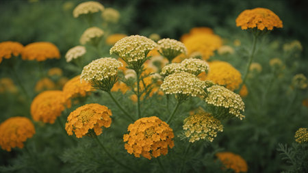 Achillea millefolium, commonly known as yarrowの素材