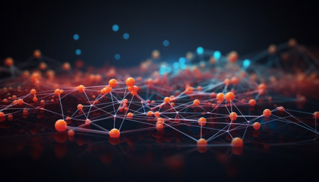 Abstract polygonal space low poly dark background with connecting dots and lines. Connection structure. 3d renderingの素材