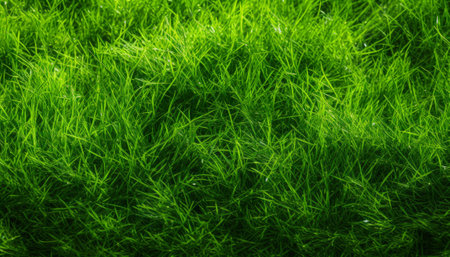 Green grass texture background. Close up of fresh spring green grass backgroundの素材