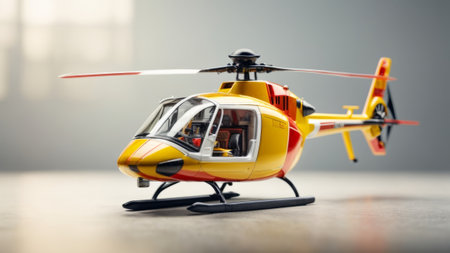 Helicopter model on a grey background. Close-up.の素材