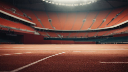Running track in the stadium. Blurred background with copy space.の素材