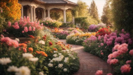 Beautiful flowers in the garden.Vintage style, soft focus.の素材