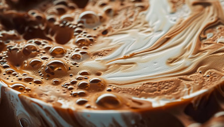 Coffee with milk and chocolate. Close-up. Macroの素材