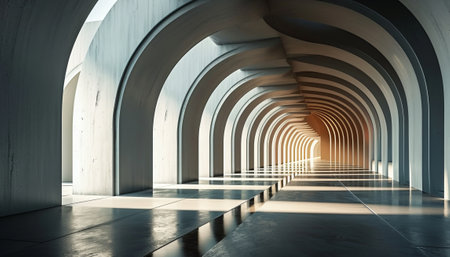 3d render. Futuristic architecture interior with concrete floor and ceilingの素材