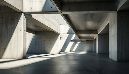 3d render of modern architecture interior with concrete walls and floor.の素材