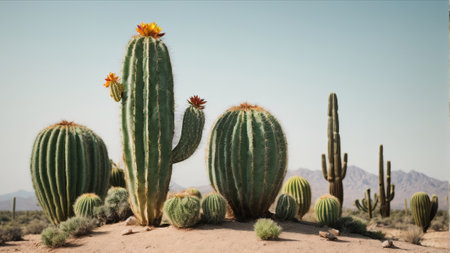 Cactuses in the Sonoran Desert, Arizona, USA.の素材