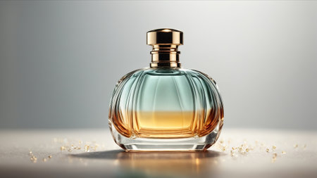 Perfume bottle on a light background. 3d rendering.の素材