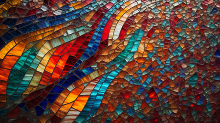 Colorful stained glass window background. Colorful stained glass window.の素材