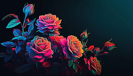 Beautiful bouquet of roses on a dark background. Vector illustration.の素材