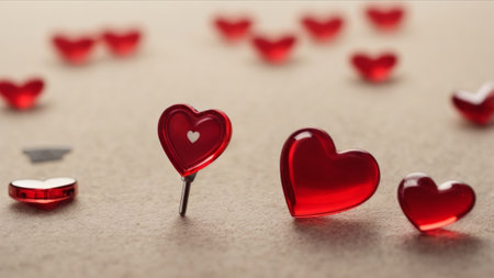 Red hearts on a light background. The concept of Valentine's Day.の素材