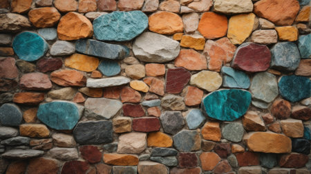 Colorful stone wall texture background. Abstract stone wall texture background.の素材