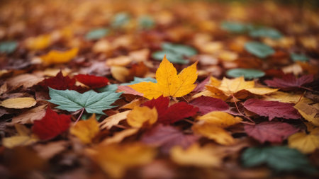 Colorful autumn leaves on the ground. Selective focus. nature.の素材