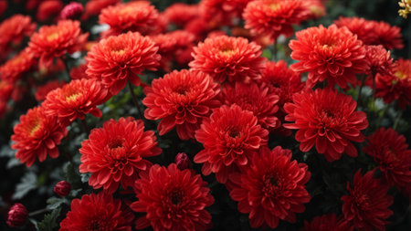 Beautiful red chrysanthemum flower in the garden.の素材