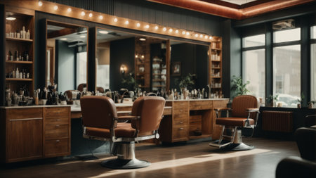 Barber shop interior. Barbershop background. Barbershop interiorの素材