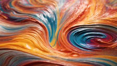 abstract background of colorful paint mixing in a mixing bowl close upの素材