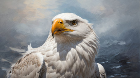 Portrait of a bald eagle in the water. Animal portrait.の素材