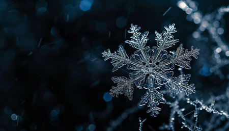 Snowflakes on a black background. Christmas and New Year concept.の素材