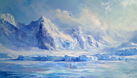 Illustration of Icebergs in Glacier Lagoon. Vector illustrationの素材