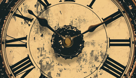 Vintage clock face over grunge background, time is money conceptの素材