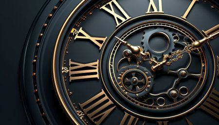 3d illustration of clock face close to midnight. 3d renderingの素材