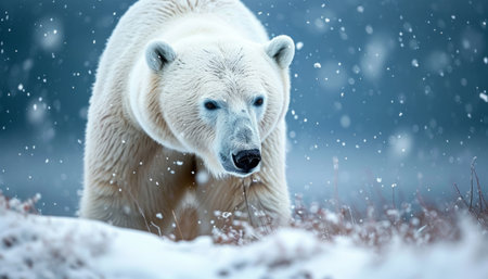 Polar bear (Ursus maritimus) in the snow.の素材