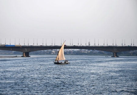 Sailing boat on the Nile river in Cairo, Egypt