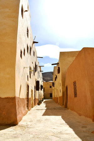 street in morocco africa old construction  and the blue skyの写真素材