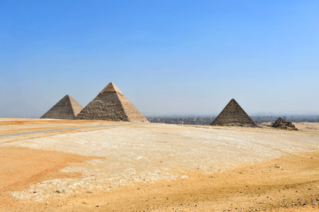 pyramid of Khafre and Giza in Cairo, Egyptの写真素材