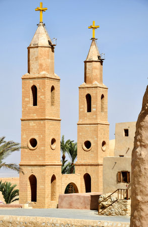 St. Antony Monastery in Egypt the  old church   closed brick tower like backgroundの写真素材