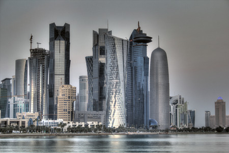 Doha Qatar skylineのeditorial素材
