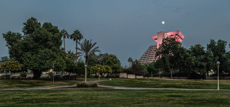 Doha-Qatar, November 18,2019: Sheraton Al Doha at dusk exterior view from Sheraton park