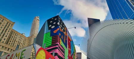 World Trade Center Transportation Hub ( Oculus)  in  New York city Financial District day light ...