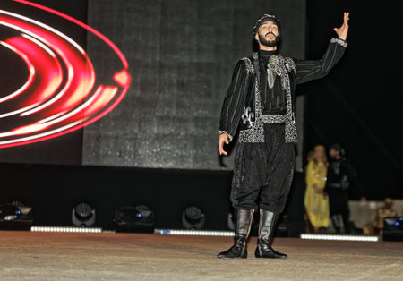 Traditional Jordanian folklore dance (Dabke) in Katara theater Doha, Qatar during Katara Dabke...