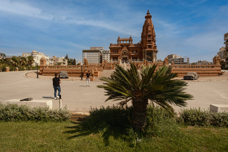 Baron Empain Palace (Le Palais Hindou) in Cairo, Egypt exterior daylight view showing the unique...