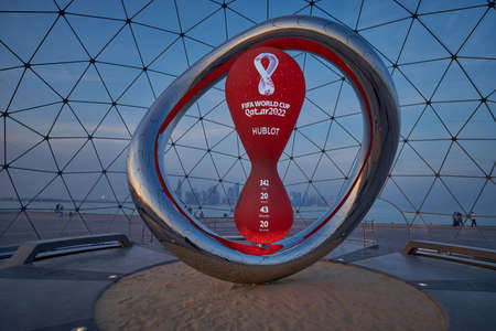 The FIFA World Cup Qatar 2022 Official Countdown Clock, powered by Hublot, was unveiled on Sunday 21 November at Dohaâs picturesque Corniche Fishing Spot, marking one yearのeditorial素材