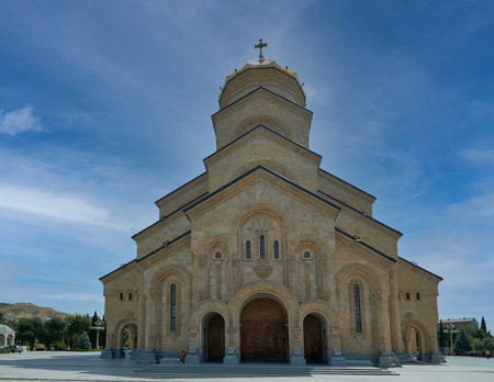 Holy Trinity Cathedral of Tbilisi , Georgia external daylight view  showing unique architecture of...