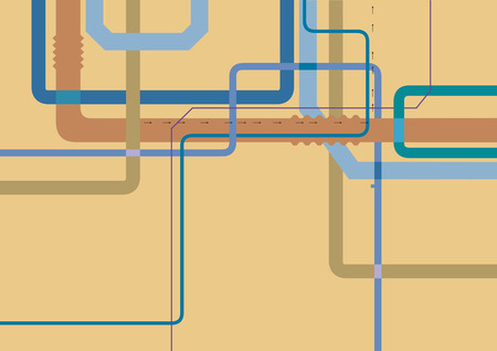 Abstract geometric industrial background with multicolored pipes. Horizontal A4のイラスト素材