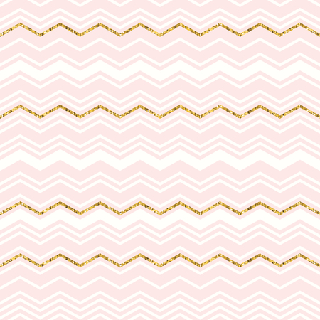 Abstract geometric seamless pattern with chevron. Gold glitter. Vector illustrationのイラスト素材