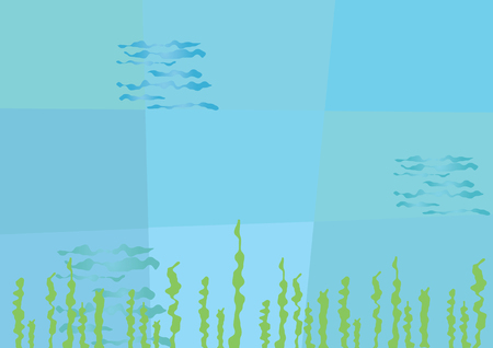 Abstract undersea background with seaweed. Vector Illustrationのイラスト素材