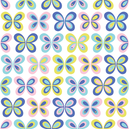 Multicolor geometric butterflies seamless pattern. Vector backgroundのイラスト素材