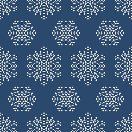 Seamless pattern with geometric snowflakes. Lines and circlesのイラスト素材