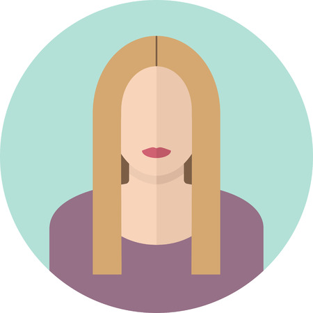 Young woman with long blond hair flat icon. Modern design. Vector illustrationのイラスト素材