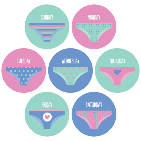 Days of the week woman panties set. Calendar conceptのイラスト素材
