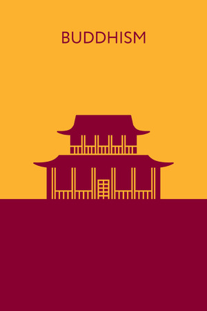 Buddhist temple icon. Religious building. Landmark and place of worshipの写真素材