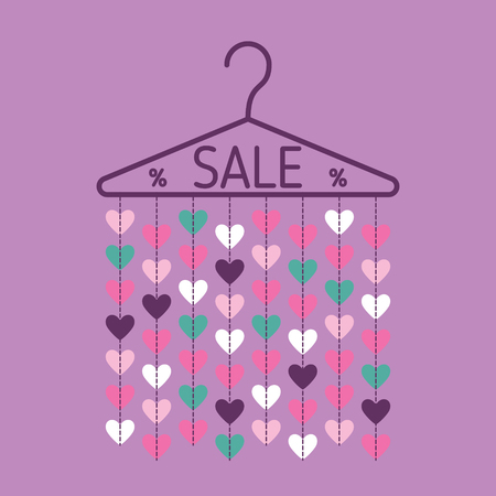 Hanger with heart garland. Sale banner. Vectorの写真素材