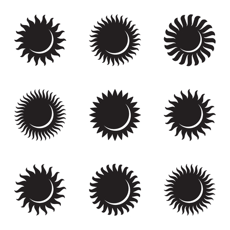 Sun icon set. Astronomy. Astrology. Solar eclipse vectorの写真素材
