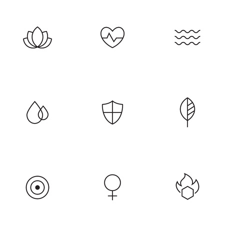 Photo pour Outline icons spa, beauty, relaxing. Massage, bath oil cosmetic elements - image libre de droit